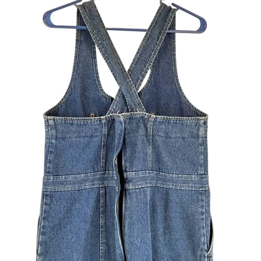 Vintage Blue Denim Midi Overall / Coverall Dress 90s Y2K Sz M - Picture 5 of 11